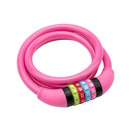 Тросовый кодовый замок взломостойкий для велосипедов и колясок 100 см розовый | 79-0204 ЧЕТЫРЕ СЕЗОНА MEET