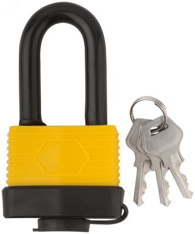 Замок навесной всепогодный 50х36мм длинная стальная дужка 9мм FIT 67194 РОС