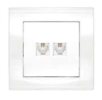 Розетка телефонная 2-м СП Бриллиант бел. UNIVersal 7947557 Союз