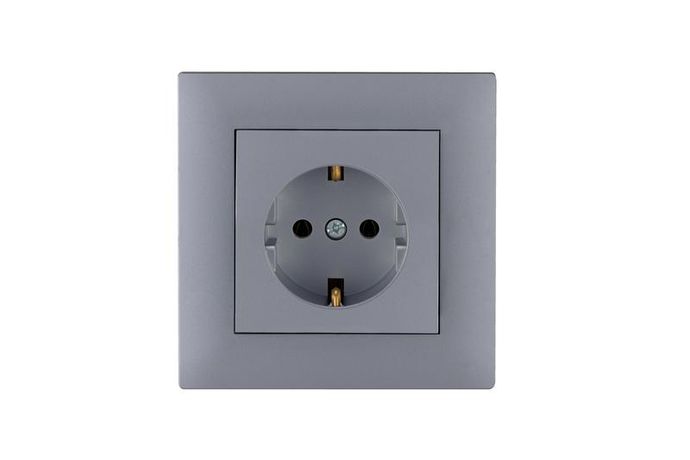 Розетка 1-м Karea RIZZ STAR с заземл. сер. Makel 88065028