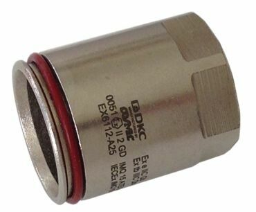 Взрывозащищенная Ex e муфта труба-коробка с внутренней резьбой. DT 32 мм. M32x1,5. Никелированная латунь. IP66/67 - EX6112-A32 ДКС