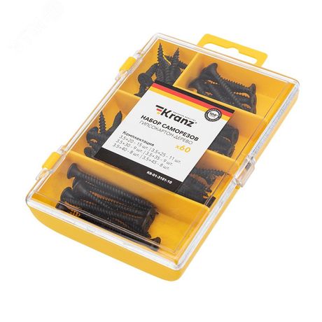 Набор саморезов по дереву (60 шт) KRANZ - etmKR-01-3101-10 MEET