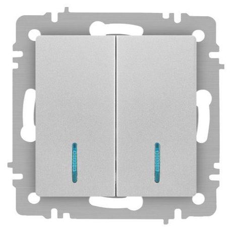 Выключатель двухклавишный, в рамку (скрытого монтажа) с подсветкой белый 10А 250В винтовые зажимы Intro Accent 6-105-03 - Б0063511 ЭРА