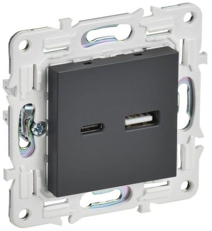 Розетка USB A+C 18Вт SKANDY SK-R13T титан IEK SK-U22-018-K48