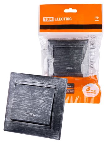 Выключатель 1 кл. с подсветкой 10А старинное серебро "Лама" | SQ1815-0646 TDM