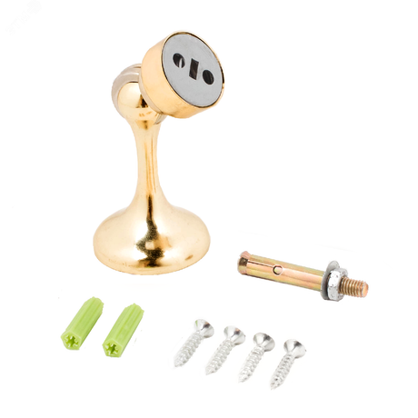 Ограничитель дверной магнитный с фиксацией, настенный, СТАНДАРТ 102 GP прямой золото - 12587 ПТК