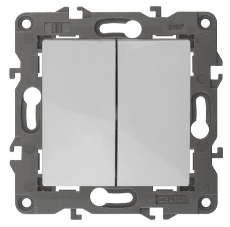 Выключатель двухклавишный, в рамку (скрытого монтажа) белый 10А 250В автоматические (безвинтовые) зажимы ЭРА Elegance 14-1104-01 - Б0034229