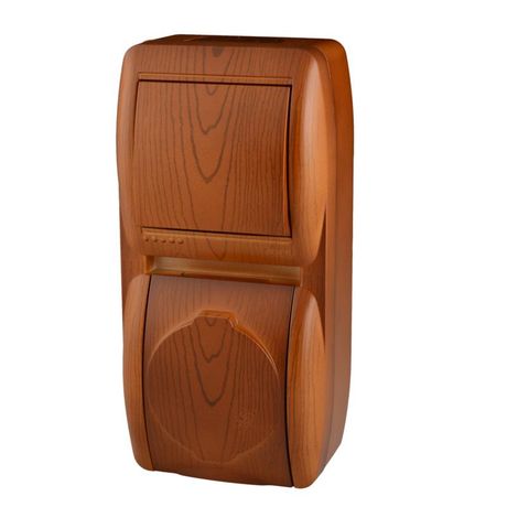 Блок Nata (розетка с заземл. защ. крышкой + 1-кл. выкл.) вертикал. сосна LEZARD 710-0800-172