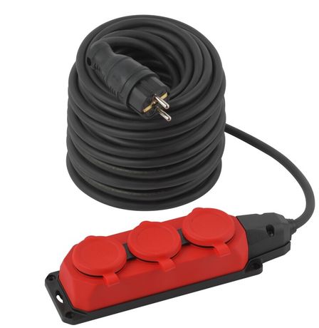 Удлинитель силовой UK-3e-3x1,5-40m-IP44(KG) с заземлением 3 розетки каучук 40м КГ 3х1,5мм2 IP44 | Б0057583 ЭРА