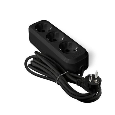 Удлинитель UNIVersal У10-554 ПВС 3*0,75 3гн. с/з 3м (еврослот) черный - 1982 Союз