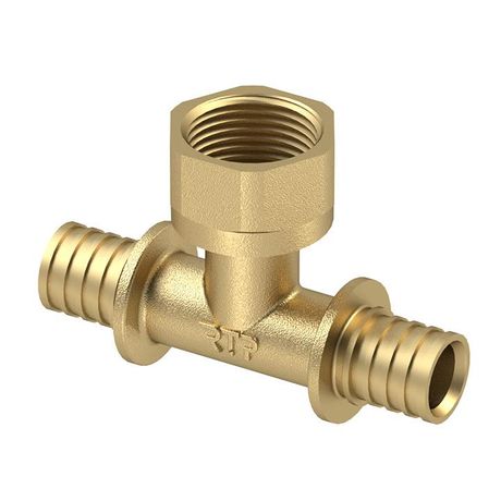 Тройник аксиальный латунь внутр. резьба 16х1/2дюйм желт. RTP 28330