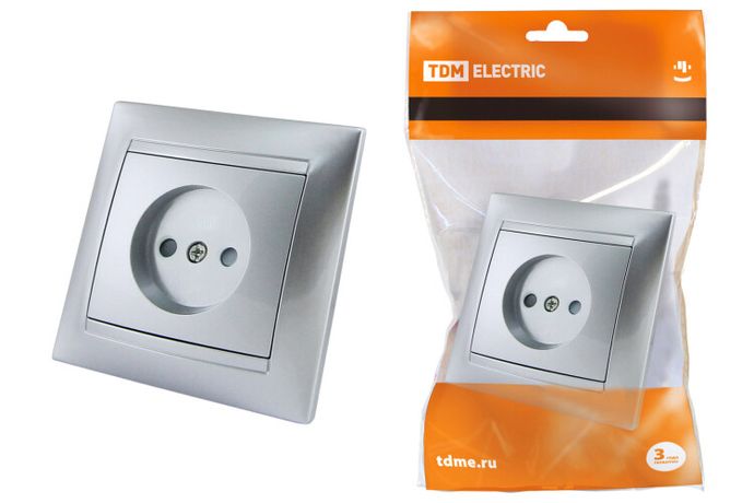 Розетка 2П 10А 250В с защ. шт. серебр. металлик "Лама" | SQ1815-0210 TDM