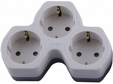 Сетевой разветвитель на 3 выхода с/з 250V,16A белый/серый - 32871 ADP16-13-20 FERON
