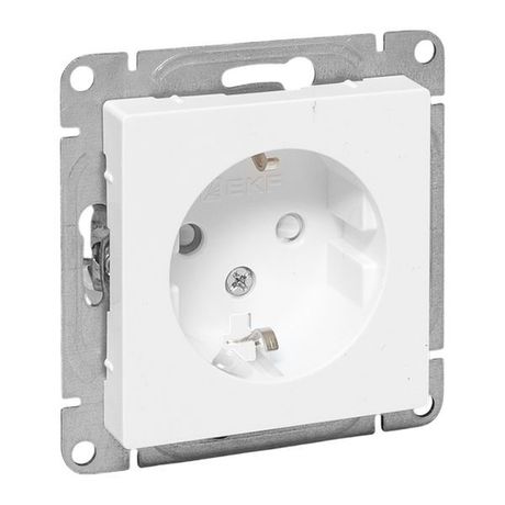 Механизм розетки, 16А, с заземлением, со шторками, белый Эпика EKF | UP1-SOW-111
