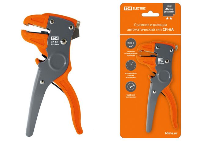 Съемник изоляции автоматический СИ-6А, сечение зачищаемого провода 0,25-6 мм "МастерЭлектрик" | SQ1003-0103 TDM