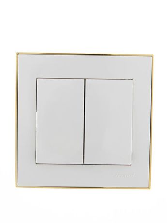 Выключатель 2-кл. СП Rain 10А IP20 с зол. боковой вставкой бел. LEZARD 703-0226-101