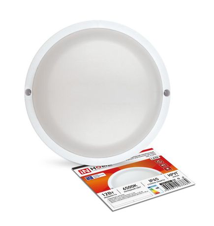 Светильник светодиодный пылевлагозащищенный для ЖКХ СПП-А-КРУГ 12Вт 230В 6500К 960Лм с оптико-акустическим датчиком IP65 | 4690612033884 IN HOME