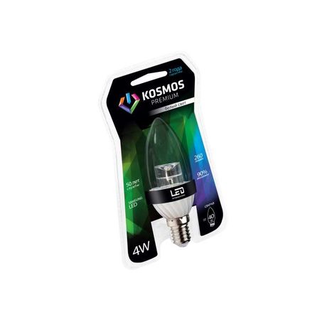 Лампа светодиодная LED KOSMOS premium 4Вт Свеча прозрачная E14 230В 4500К Космос KLED4wCN230vE1445CL
