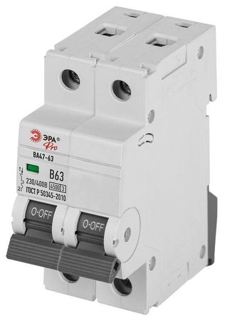 Автоматический выключатель PRO VA63-2P06C4.5 ВА47-63 2P 6А кривая C 4,5кА | Б0059418 ЭРА