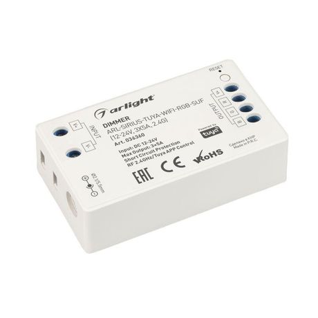 Пластик 3 года) | 036360 Arlight Диммер ARL-SIRIUS-TUYA-WIFI-RGB-SUF (12-24V 3x5A 2.4G) (Arlight IP20