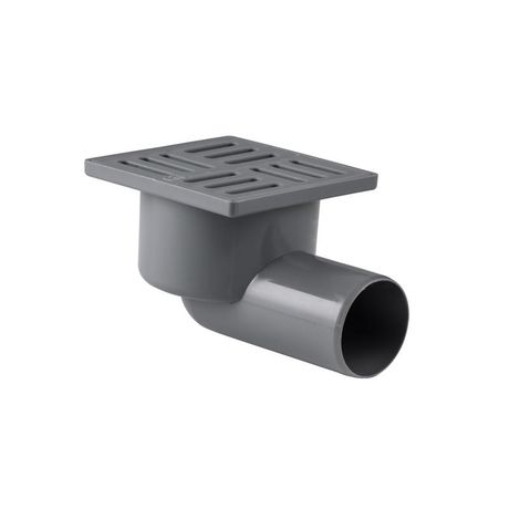 Трап горизонтальный с сухим затвором решетка пластик. ВК ПП 100/100х50 сер. RTP 36579