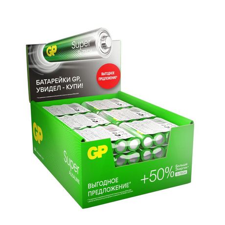 Батарейка алкалиновая GP Super Alkaline G-Tech 15А АA - 4 шт. в пленке 1211