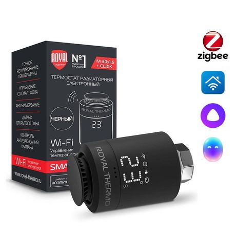 Термостат радиаторный электронный Smart Heat черн. Royal Thermo НС-1402610 RTE 77.001B Royal Thermo арт. НС-1402610