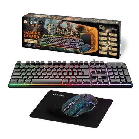 Комплект игровой GXZ840 (клавиатура и мышь) проводной + коврик черн. Intro Б0065046 ЭРА