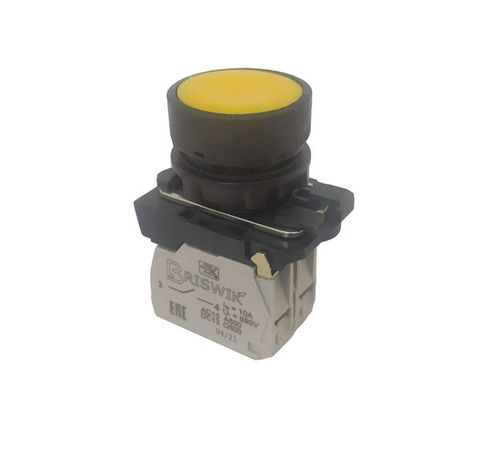 Выключатель кнопочный КМЕ-4110м-Л 24В толкатель цилиндрический с индикацией 1з+0р 10А IP40 диаметр посадочного отверстия 22мм УХЛ3 желт. Реле и Автоматика A8012-32100055