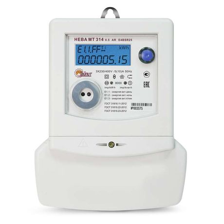 Счетчик НЕВА МТ 314 0.5 AR E4BSR15 57.7V 3ф 5-10А класс точн. 0.5S/1.0 многотариф. оптопорт RS-485 на панель ЖКИ Моск. вр. ТАЙПИТ 6119758