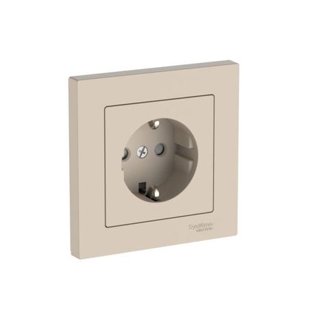 Розетка AtlasDesign 16А с заземл. защ. шторки быстрозажим. клем. в сборе песочн. SE ATN001244S APC