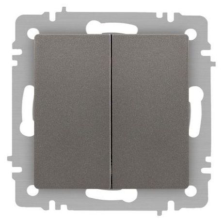 Переключатель Intro Accent 6-107-09 двойной, 10А-250В, IP20, СУ, AL/CU, титан | Б0063572 ЭРА