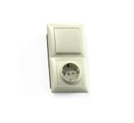 СЕЛЕНА Блок комбинированный с/у выключатель одноклавишный +розетка 2К+З з/ш БКВР-423, сл.кость - 8182 Кунцево