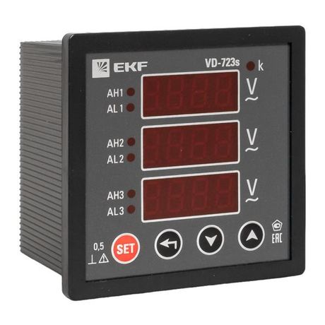 Вольтметр цифровой PROxima 0...9999 В, 0.5, 72x72 EKF арт. VD-723s