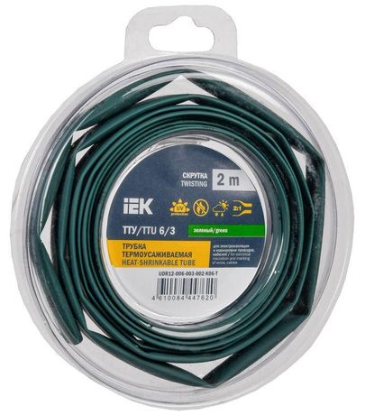 Трубка термоусадочная ТТУ нг-LS 6/3 зеленая (2м/упак) IEK | UDR12-006-003-002-K06-T