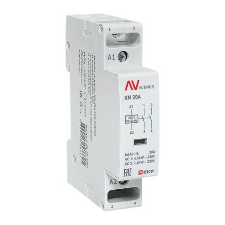 Контактор модульный КМ 20А 2NО 230VAC (1 мод.) AVERES | km-av-1-20-20-230V EKF