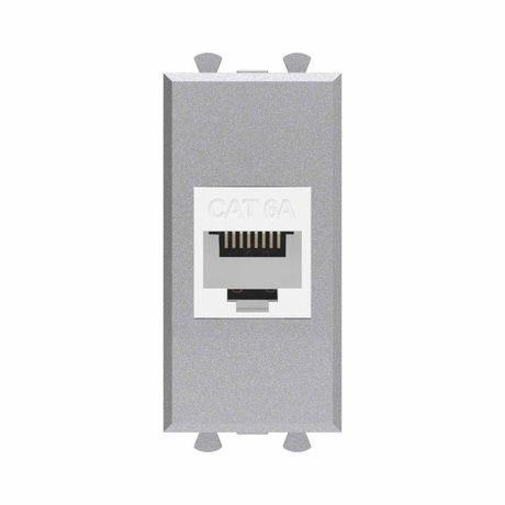 Компьютерная розетка RJ-45 без шторки модульная, кат.6А, "Avanti", "Закаленная сталь", 1 модуль | 4404671 DKC ДКС