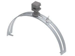 Держатель проводников 6-10 мм на круглом коньке кровли. Материал - горячеоцинкованная сталь/пластик. МД-070-ГЦ Ostec 394070