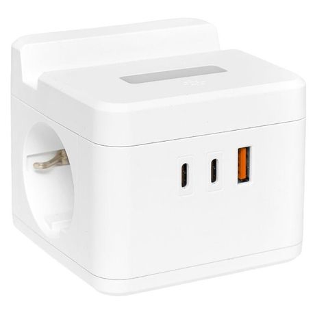 Удлинитель "Куб" 2 гнезда USB + 2Type C с быстрой зарядкой, подставкой под телефон и ночником 1,3 метра 1мм2|UBA-CUB-2-FC|EKF