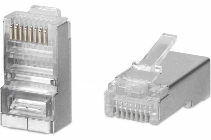 Коннектор RJ-45 под витую пару категория 5e экранированный универсальный (100 шт в упак.) WRline - WR-8P8C-5E-SH 505229