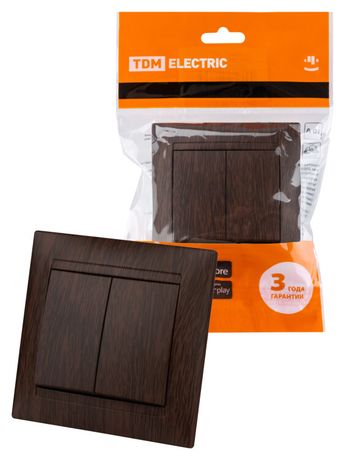 Выключатель 2-х кл. 10А венге "Лама" | SQ1815-0402 TDM