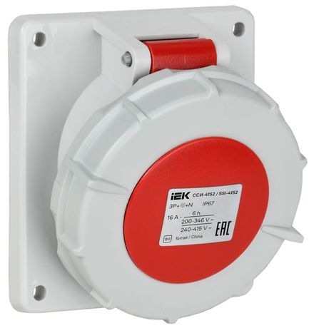 Розетка встраиваемая угловая ССИ-4152 16А 5п 3P+PE+N 6ч 380В IP67 IEK PSR42-016-5-0-67 IEK (ИЭК) арт. PSR42-016-5-0-67