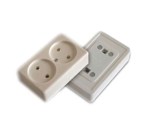 Розетка 2-м ОП 16А IP20 без заземл. с монтаж. панелью бел. БЕЛТИЗ РА 16-009 Bylectrica РА16-009