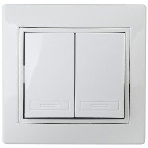 Выключатель двойной, 10А-250В, IP20, СУ, Plano, белый | Б0027601 Intro ЭРА