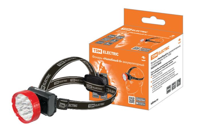 Фонарь «Налобный 6» аккумуляторный, 15 светодиодов, 0,8 Ач | SQ0350-0045 TDM