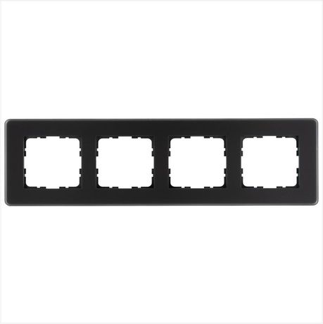 Рамка стеклянная матовая закругленная 4 поста цвет черный - G1004GB-RM Jasmart