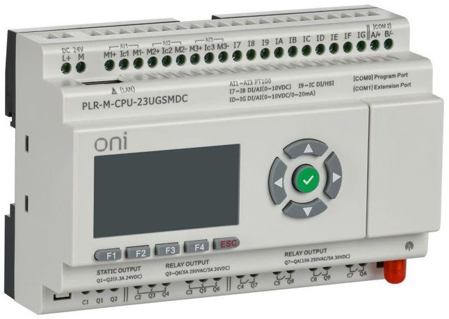 Контроллер программируемый логический (микро ПЛК) PLR-M. CPU с GSM DI10/PT3/DO08(R)/02(T) 24В DC ONI PLR-M-CPU-23UGSMDC IEK