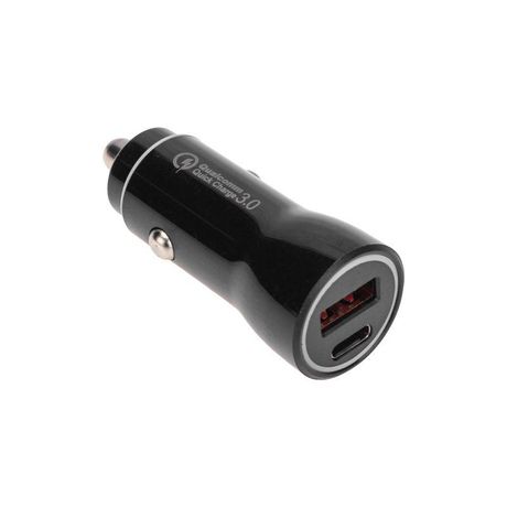 Автозарядка в прикуриватель АЗУ USB-A (QC 3.0)+USB-C (PD), 38Вт черная | 18-1200 REXANT MEET