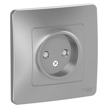 Розетка СП BLANCA 16А 250В защ. шторки без заземл. алюм. SchE BLNRS000113 APC