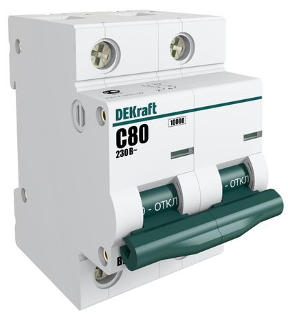 Выключатель автоматический двухполюсный ВА-201 63А D 10кА | 13016DEK DEKraft APC